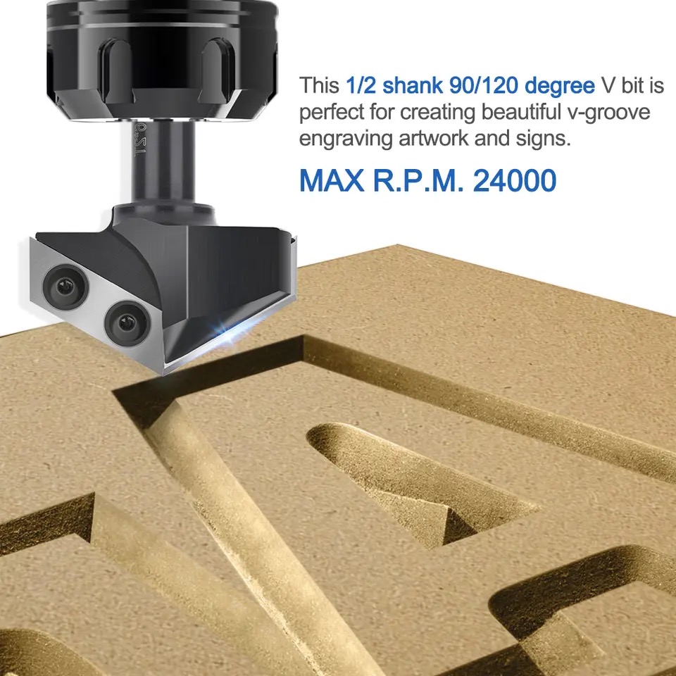 CNC 90 درجة V-Groove Spoilboard Surfaceing بت التوجيه 