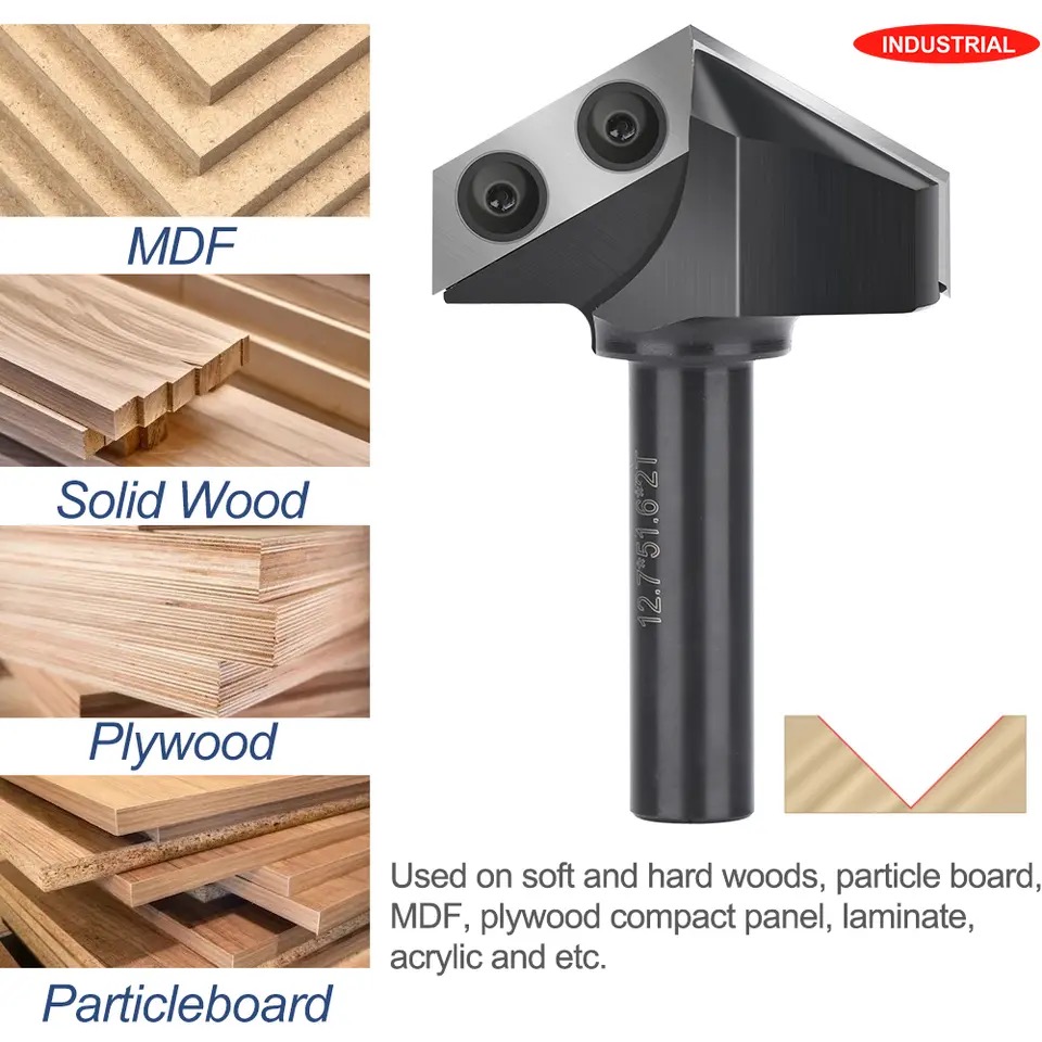 CNC 90 درجة V-Groove Spoilboard Surfaceing بت التوجيه 